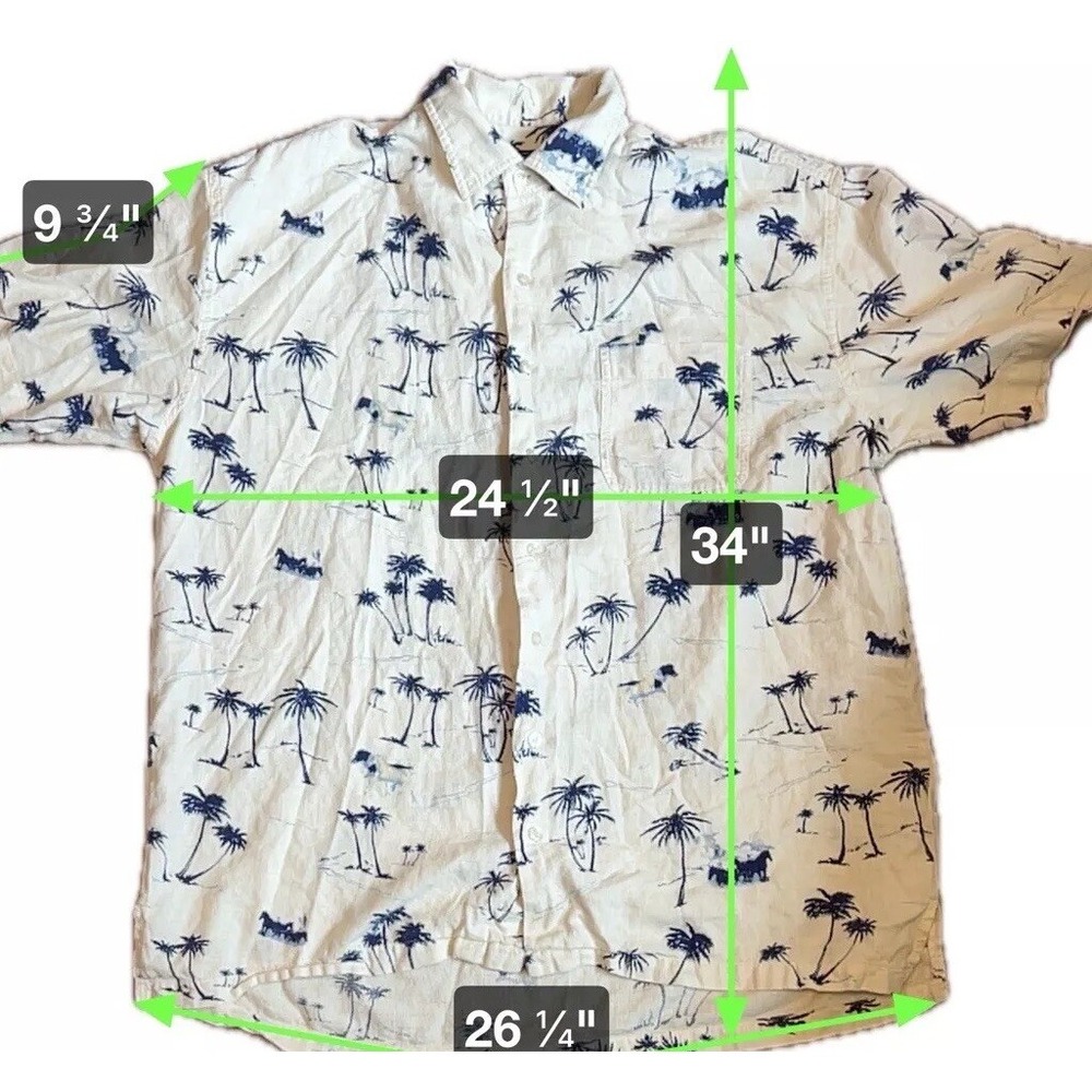 Palm Tree Print Shirt Mens Short Sleeve Button Up Tropical‎ Pattern